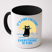 Funny It's Fine I'm Fine Everything Is Fine Shark Cat Mug