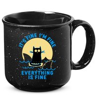 Funny It's Fine I'm Fine Everything Is Fine Shark Cat 15oz Campfire Ceramic Mug