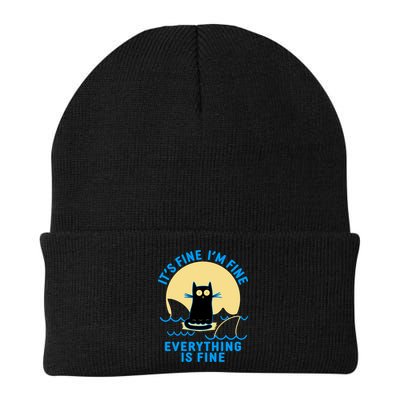 Funny It's Fine I'm Fine Everything Is Fine Shark Cat Beanie