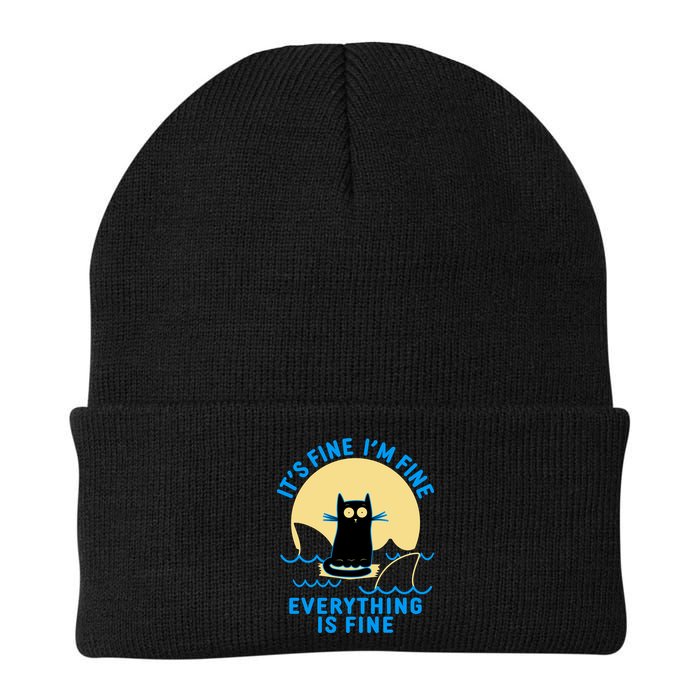 Funny It's Fine I'm Fine Everything Is Fine Shark Cat Beanie