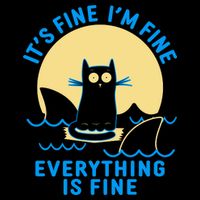 Funny It's Fine I'm Fine Everything Is Fine Shark Cat Drawstring Bag