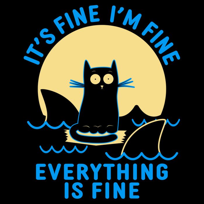 Funny It's Fine I'm Fine Everything Is Fine Shark Cat Drawstring Bag