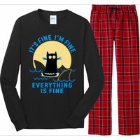 Funny It's Fine I'm Fine Everything Is Fine Shark Cat Long Sleeve Pajama Set