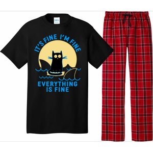 Funny It's Fine I'm Fine Everything Is Fine Shark Cat Pajama Set