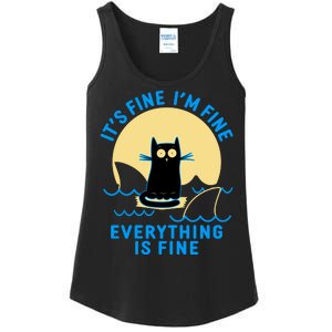 Funny It's Fine I'm Fine Everything Is Fine Shark Cat Ladies Essential Tank