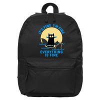 Funny It's Fine I'm Fine Everything Is Fine Shark Cat 16 in Basic Backpack