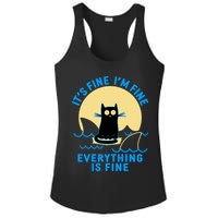 Funny It's Fine I'm Fine Everything Is Fine Shark Cat Ladies PosiCharge Competitor Racerback Tank