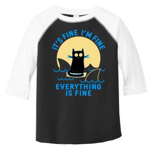 Funny It's Fine I'm Fine Everything Is Fine Shark Cat Toddler Fine Jersey T-Shirt