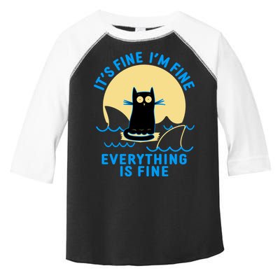 Funny It's Fine I'm Fine Everything Is Fine Shark Cat Toddler Fine Jersey T-Shirt