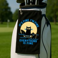 Funny It's Fine I'm Fine Everything Is Fine Shark Cat Golf Towel