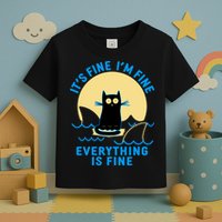Funny It's Fine I'm Fine Everything Is Fine Shark Cat Toddler T-Shirt