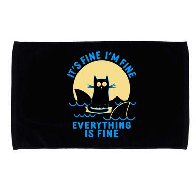 Funny It's Fine I'm Fine Everything Is Fine Shark Cat Microfiber Hand Towel
