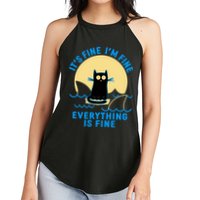 Funny It's Fine I'm Fine Everything Is Fine Shark Cat Women's Perfect Tri Rocker Tank