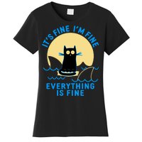 Funny It's Fine I'm Fine Everything Is Fine Shark Cat Women's T-Shirt