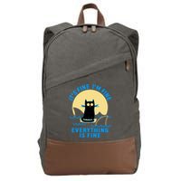 Funny It's Fine I'm Fine Everything Is Fine Shark Cat Cotton Canvas Backpack