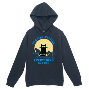 Funny It's Fine I'm Fine Everything Is Fine Shark Cat Urban Pullover Hoodie