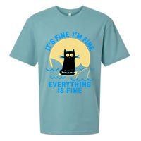 Funny It's Fine I'm Fine Everything Is Fine Shark Cat Sueded Cloud Jersey T-Shirt