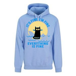 Funny It's Fine I'm Fine Everything Is Fine Shark Cat Unisex Surf Hoodie