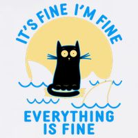 Funny It's Fine I'm Fine Everything Is Fine Shark Cat Garment-Dyed Sweatshirt