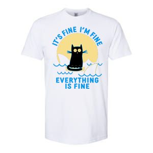 Funny It's Fine I'm Fine Everything Is Fine Shark Cat Softstyle CVC T-Shirt