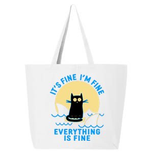 Funny It's Fine I'm Fine Everything Is Fine Shark Cat 25L Jumbo Tote