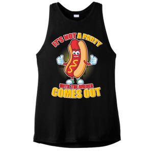 Funny It's Not A Party Until The Wiener Comes Out Ladies PosiCharge Tri-Blend Wicking Tank