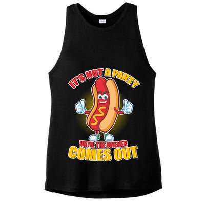 Funny It's Not A Party Until The Wiener Comes Out Ladies PosiCharge Tri-Blend Wicking Tank