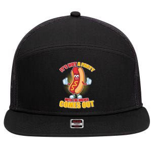 Funny It's Not A Party Until The Wiener Comes Out 7 Panel Mesh Trucker Snapback Hat