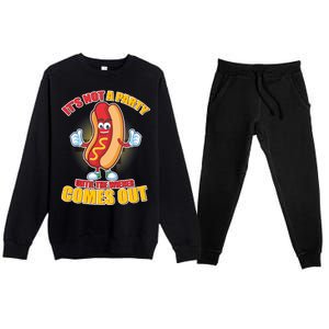 Funny It's Not A Party Until The Wiener Comes Out Premium Crewneck Sweatsuit Set