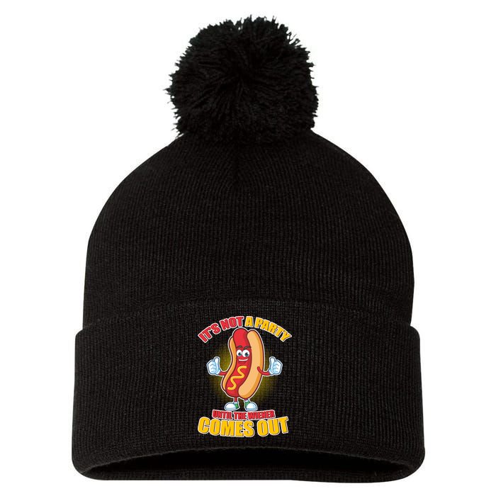 Funny It's Not A Party Until The Wiener Comes Out Pom Pom 12in Knit Beanie