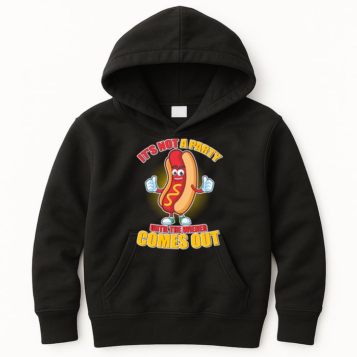 Funny It's Not A Party Until The Wiener Comes Out Kids Hoodie