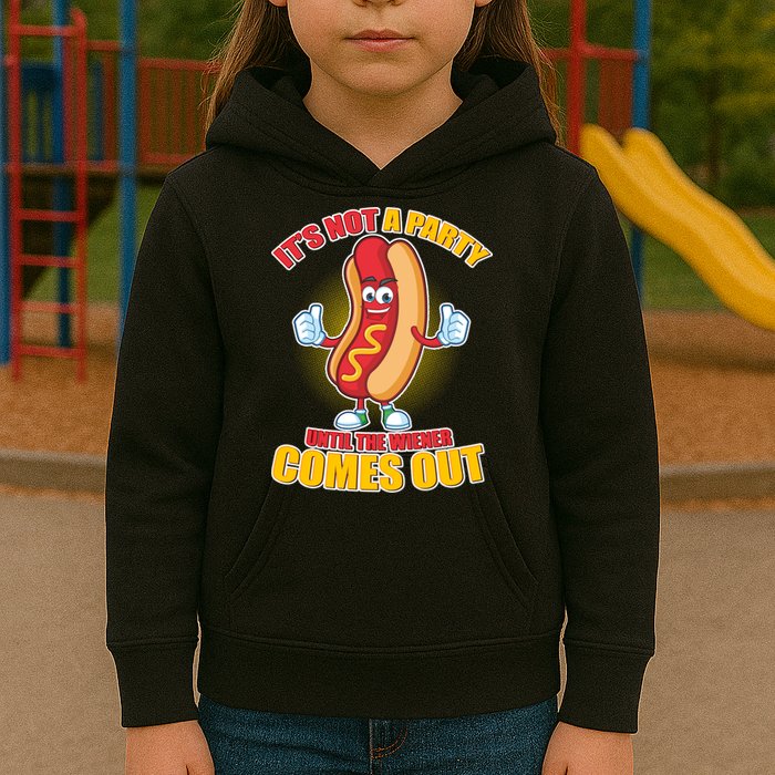 Funny It's Not A Party Until The Wiener Comes Out Kids Hoodie