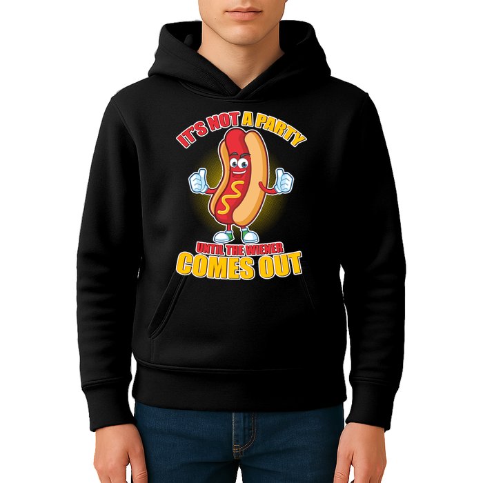 Funny It's Not A Party Until The Wiener Comes Out Kids Hoodie