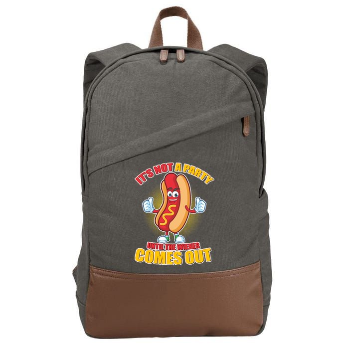 Funny It's Not A Party Until The Wiener Comes Out Cotton Canvas Backpack