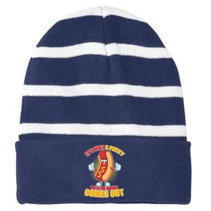 Funny It's Not A Party Until The Wiener Comes Out Striped Beanie with Solid Band