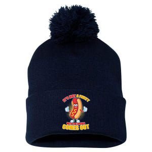 Funny It's Not A Party Until The Wiener Comes Out Pom Pom 12in Knit Beanie