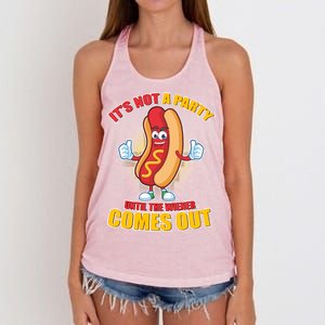 Funny It's Not A Party Until The Wiener Comes Out Women's Knotted Racerback Tank