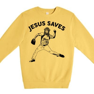 Funny Jesus Saves Baseball Premium Crewneck Sweatshirt