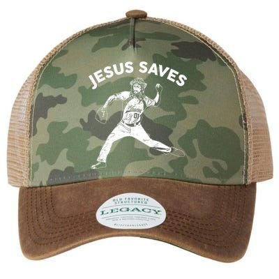 Funny Jesus Saves Baseball Legacy Tie Dye Trucker Hat