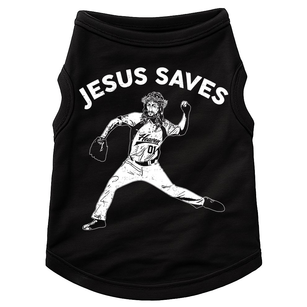 Funny Jesus Saves Baseball Doggie Tank