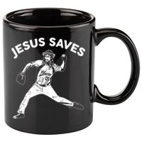 Funny Jesus Saves Baseball 11oz C Handle Ceramic Mug