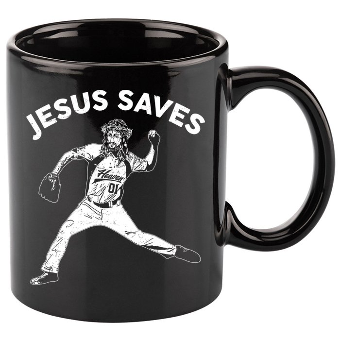 Funny Jesus Saves Baseball 11oz C Handle Ceramic Mug