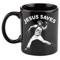 Funny Jesus Saves Baseball 11oz C Handle Ceramic Mug