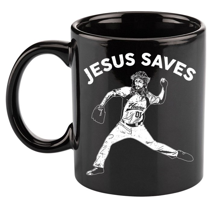 Funny Jesus Saves Baseball 11oz C Handle Ceramic Mug