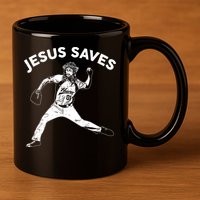 Funny Jesus Saves Baseball 11oz C Handle Ceramic Mug