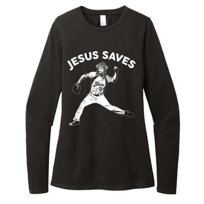 Funny Jesus Saves Baseball Womens CVC Long Sleeve Shirt