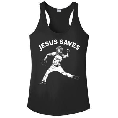 Funny Jesus Saves Baseball Ladies PosiCharge Competitor Racerback Tank