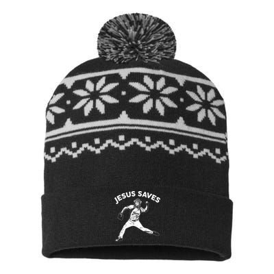 Funny Jesus Saves Baseball USA-Made Snowflake Beanie