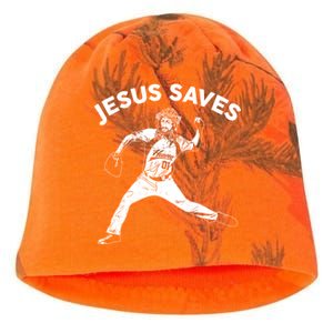 Funny Jesus Saves Baseball Kati - Camo Knit Beanie