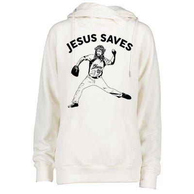 Funny Jesus Saves Baseball Womens Funnel Neck Pullover Hood